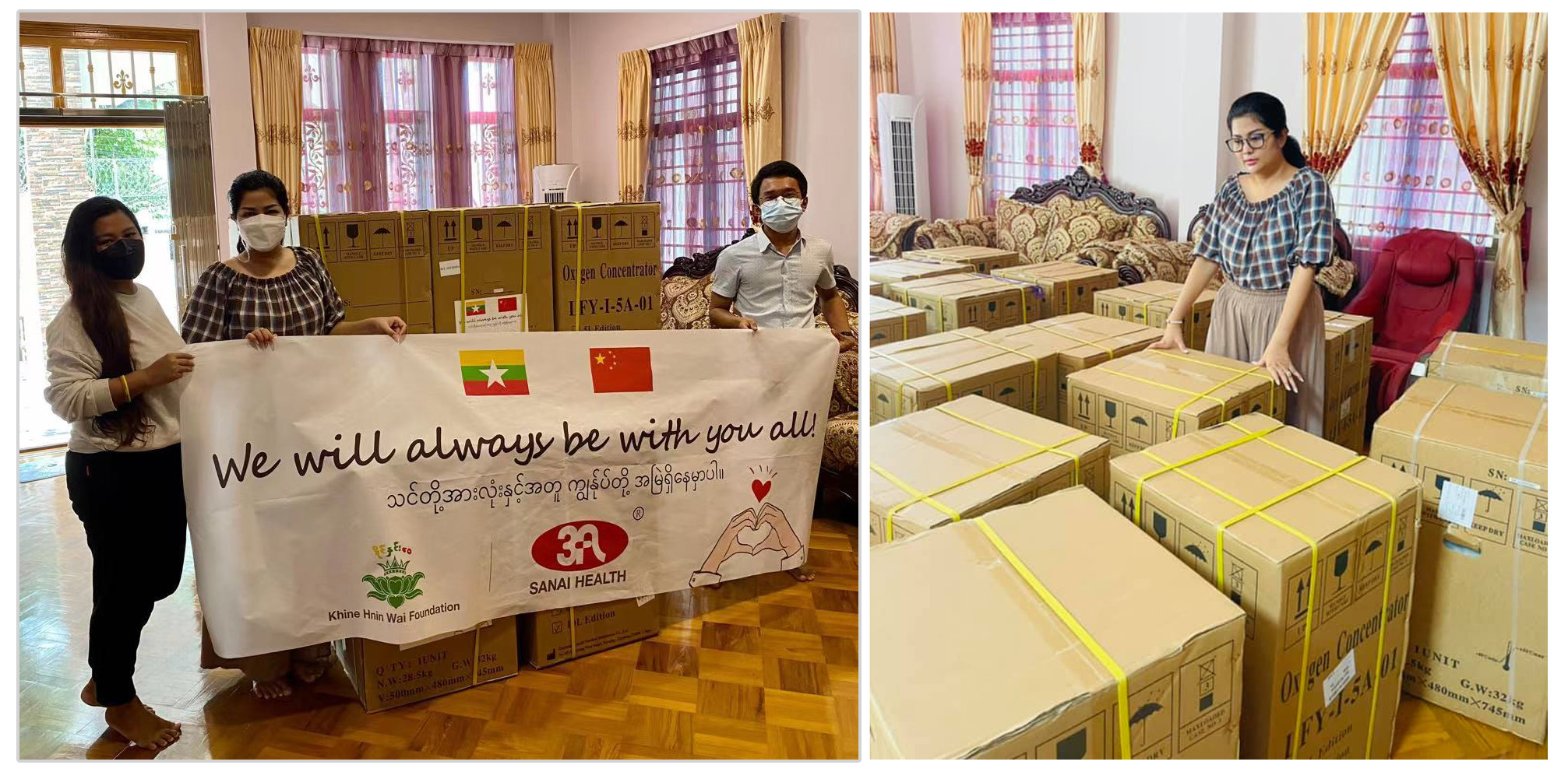 We will always be with you all! Another shipment of our oxygen concentrators arrives in Myanmar